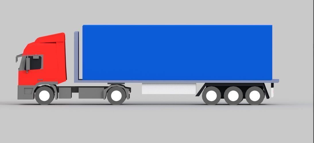 truck low poly semi with box Low-poly 3D model_4
