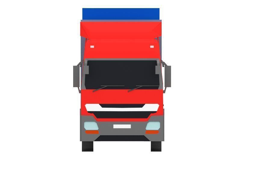 truck low poly semi with box Low-poly 3D model_5