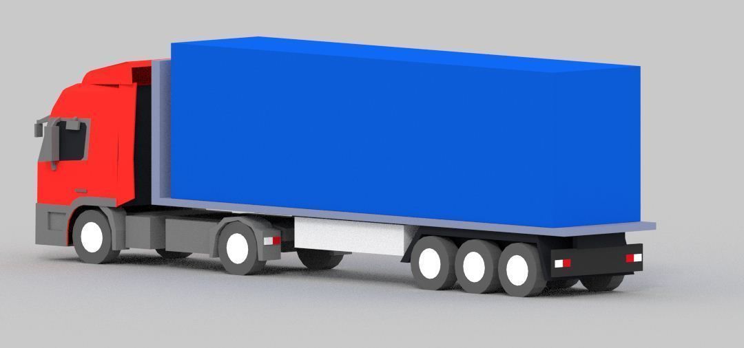 truck low poly semi with box Low-poly 3D model_3
