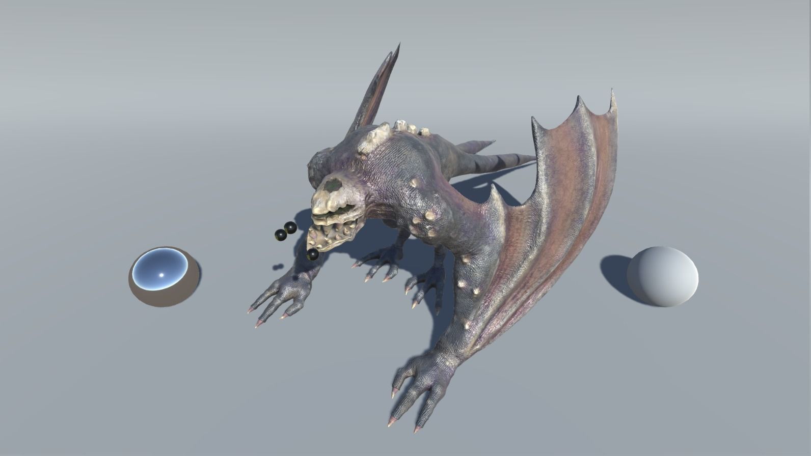 Monster creature with wings and claws Low-poly 3D model_3