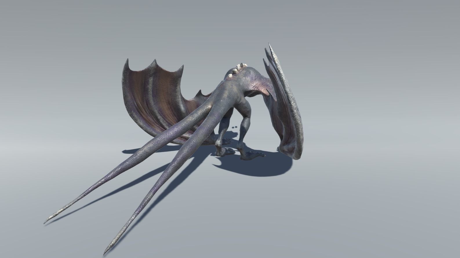 Monster creature with wings and claws Low-poly 3D model_12
