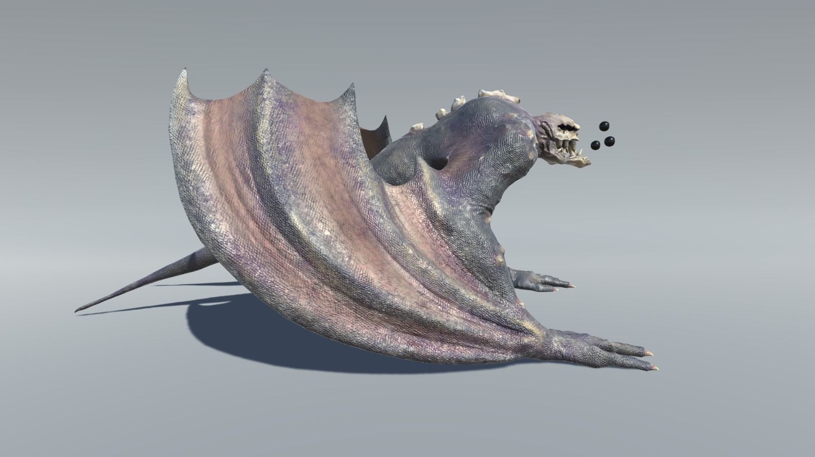 Monster creature with wings and claws Low-poly 3D model_11