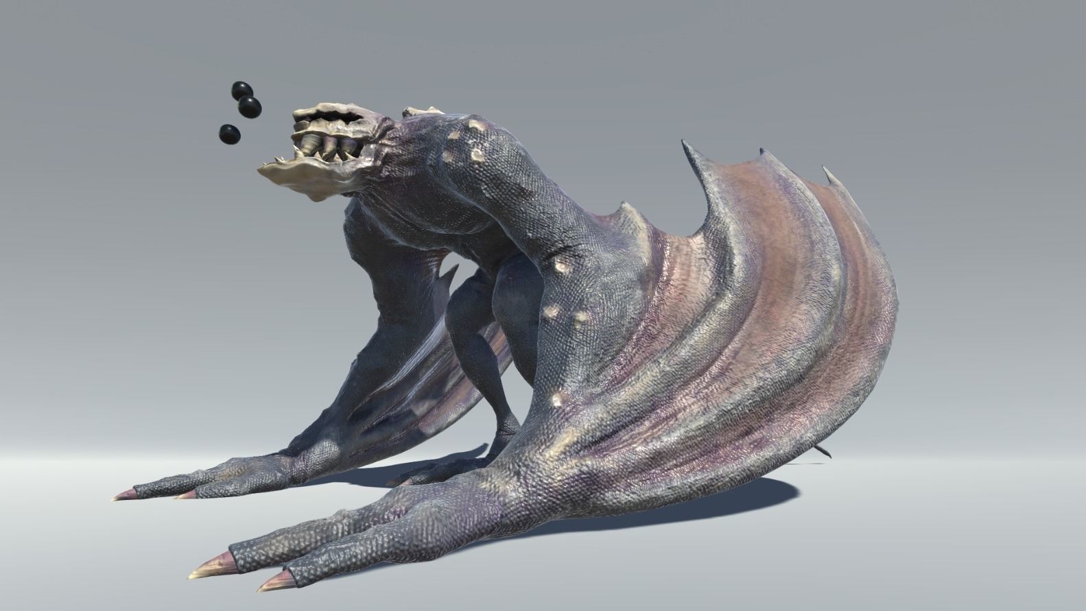 Monster creature with wings and claws Low-poly 3D model_7