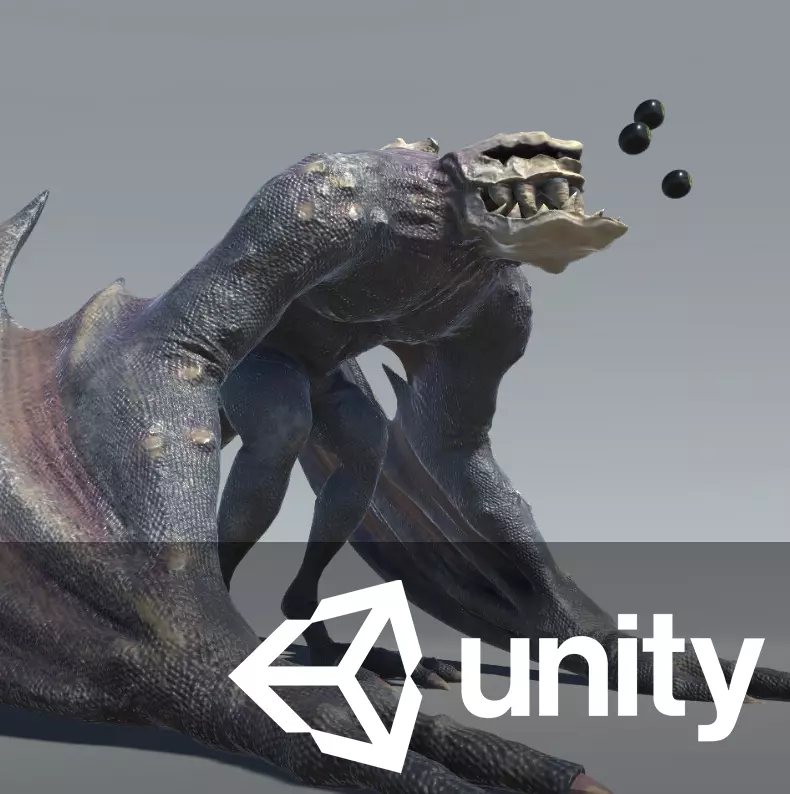 Monster creature with wings and claws Low-poly 3D model_0