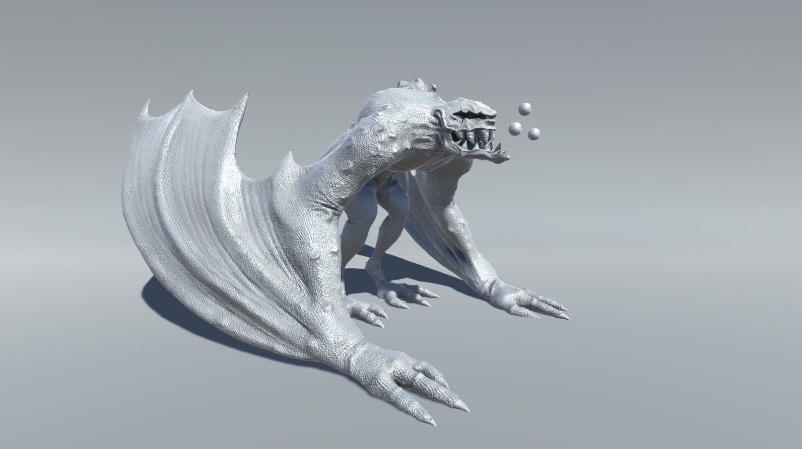 Monster creature with wings and claws Low-poly 3D model_15