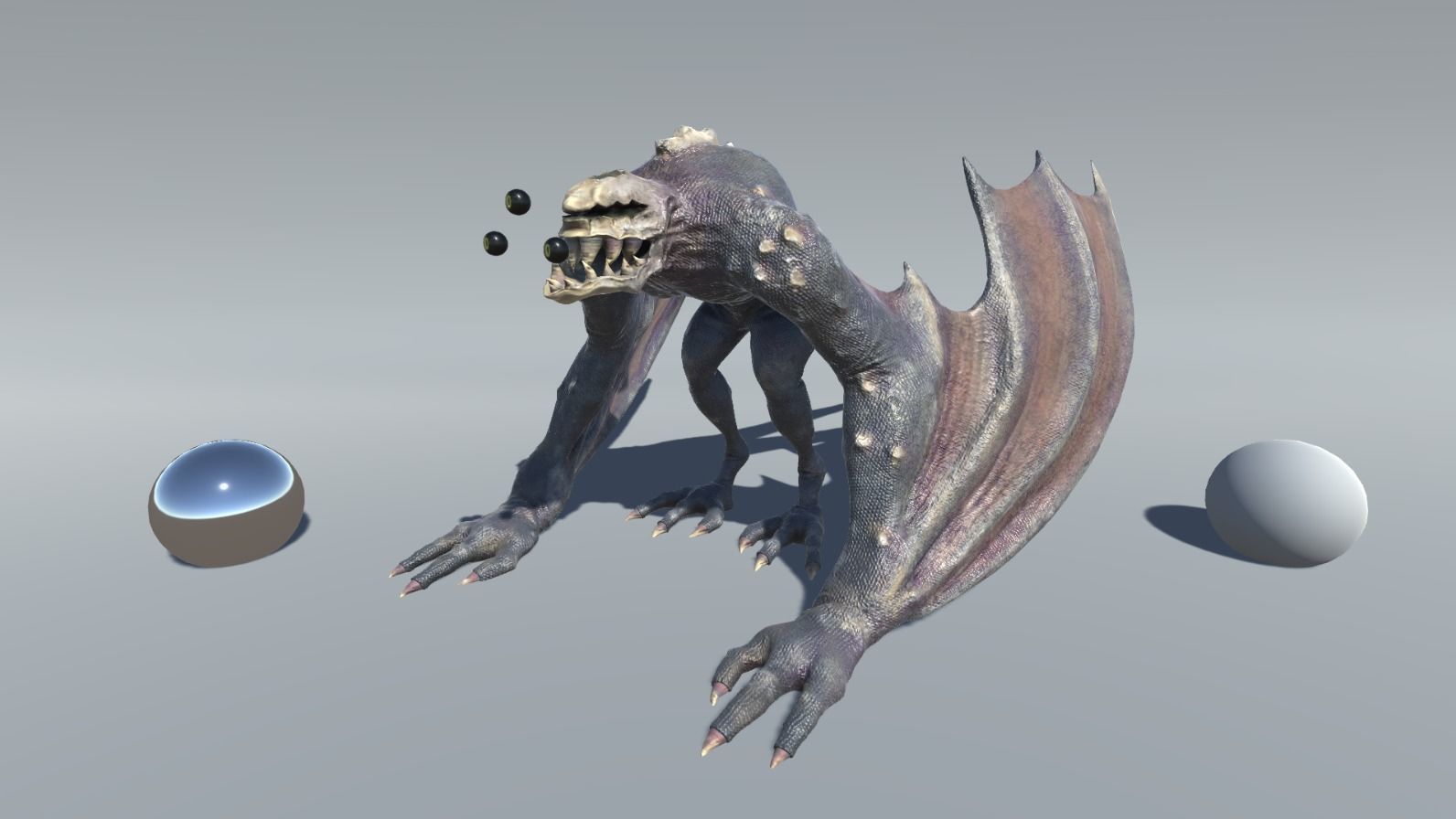 Monster creature with wings and claws Low-poly 3D model_2