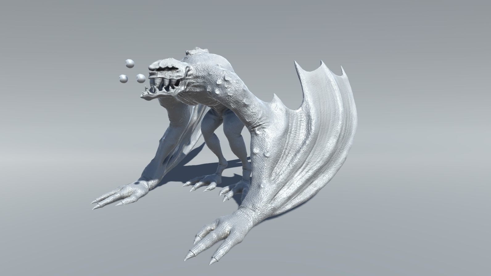 Monster creature with wings and claws Low-poly 3D model_14
