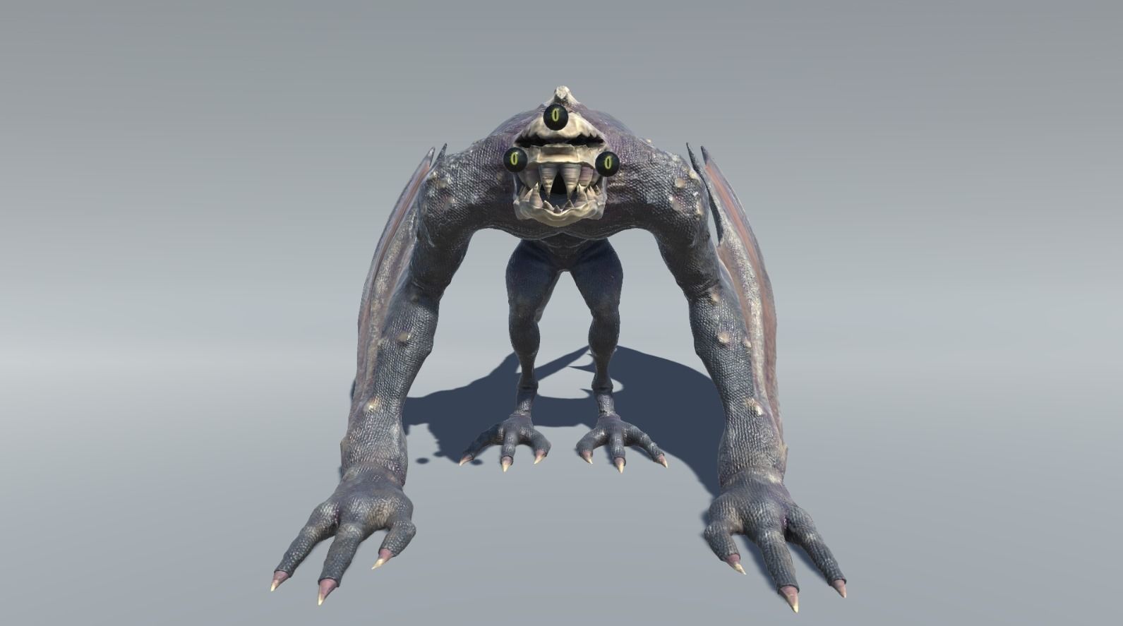 Monster creature with wings and claws Low-poly 3D model_9