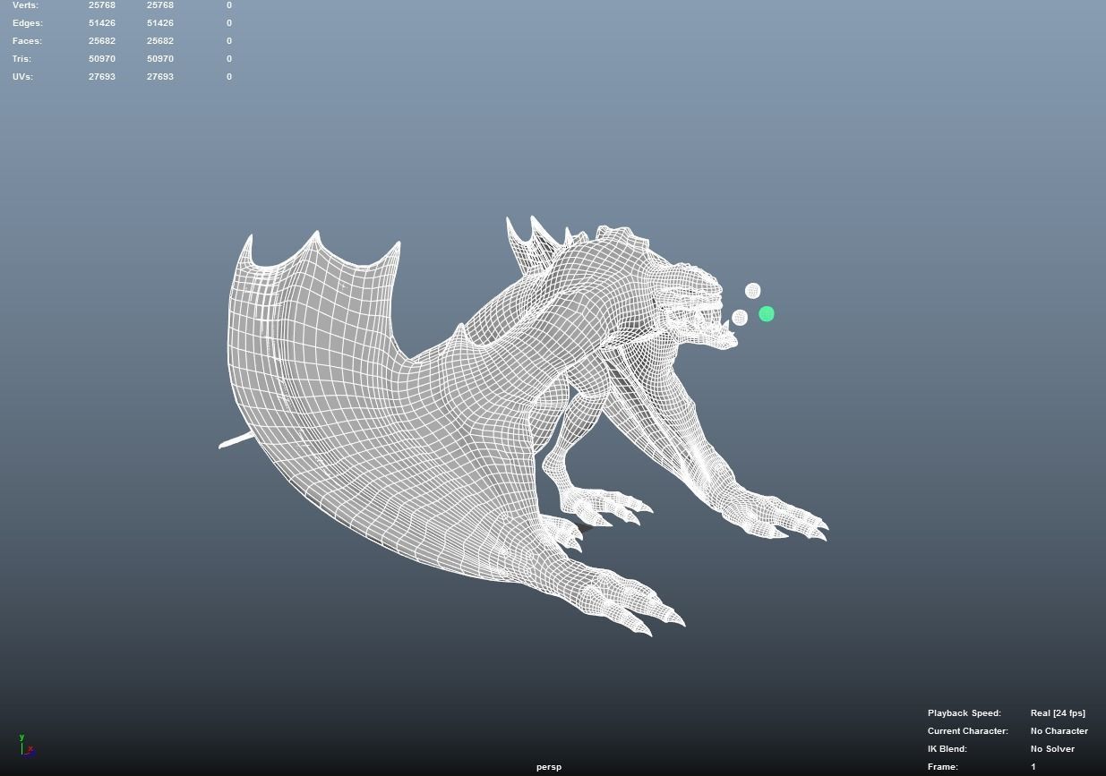 Monster creature with wings and claws Low-poly 3D model_21