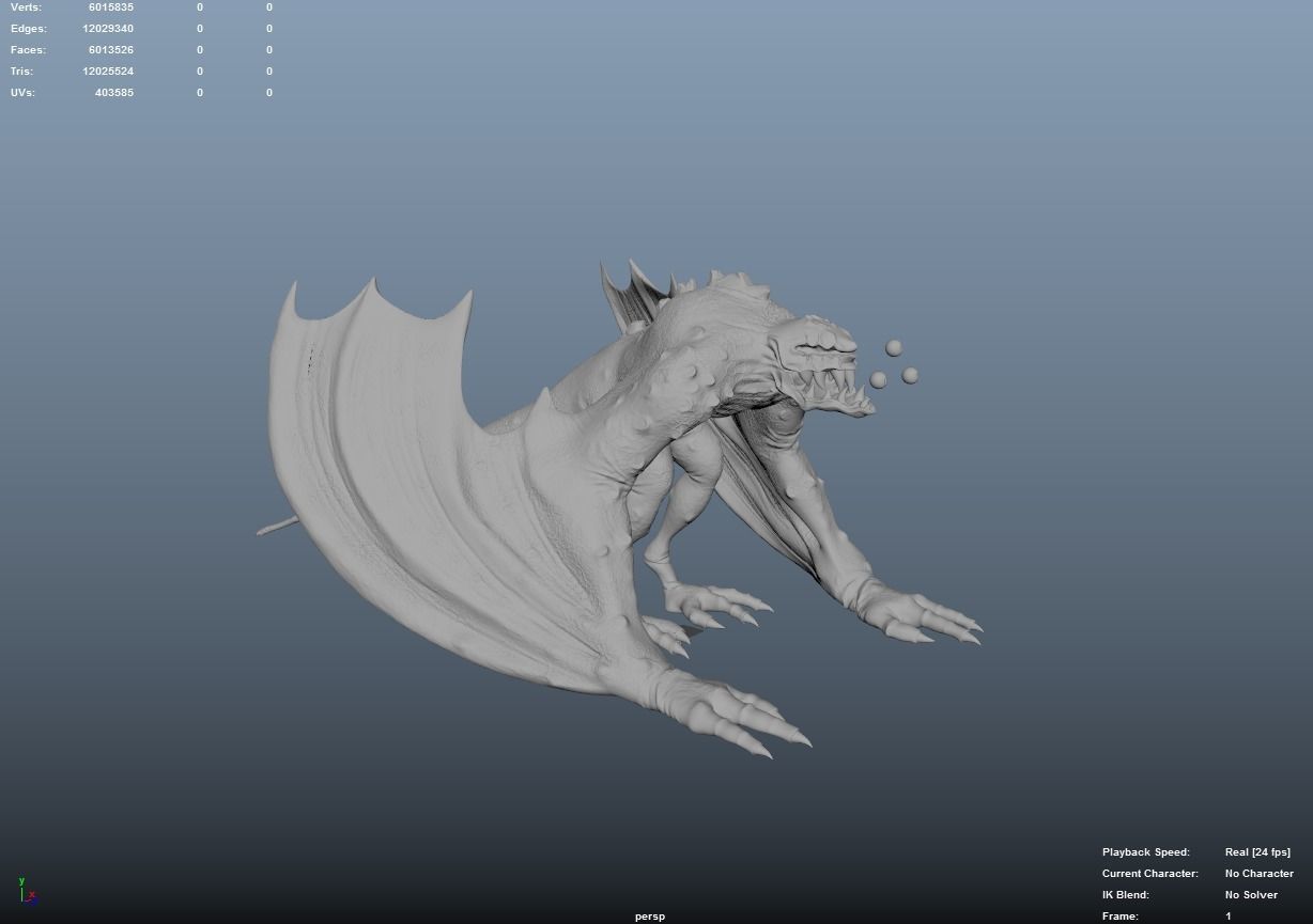 Monster creature with wings and claws Low-poly 3D model_22