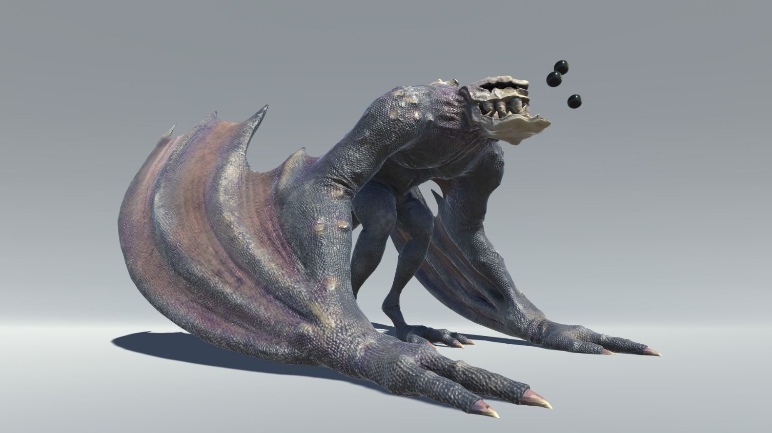 Monster creature with wings and claws Low-poly 3D model_1