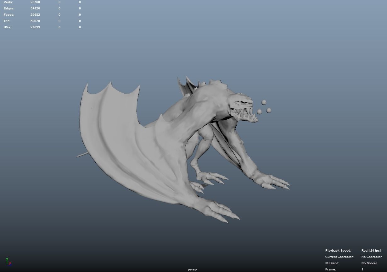 Monster creature with wings and claws Low-poly 3D model_20