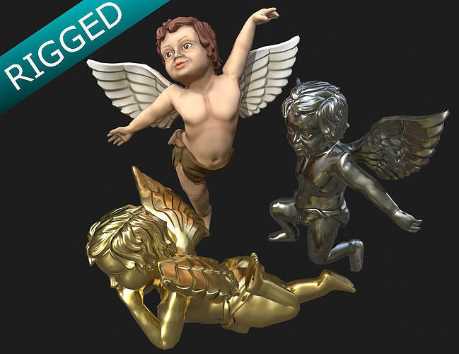 Cherub Angel - Low Poly - Rigged Low-poly 3D model