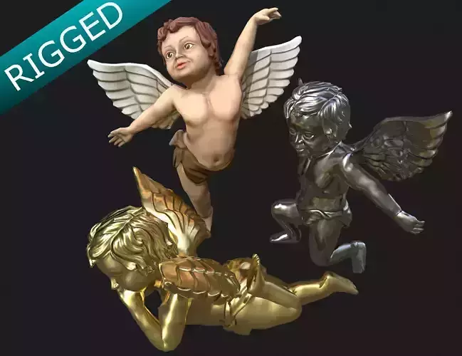 Cherub Angel - Low Poly - Rigged Low-poly 3D model