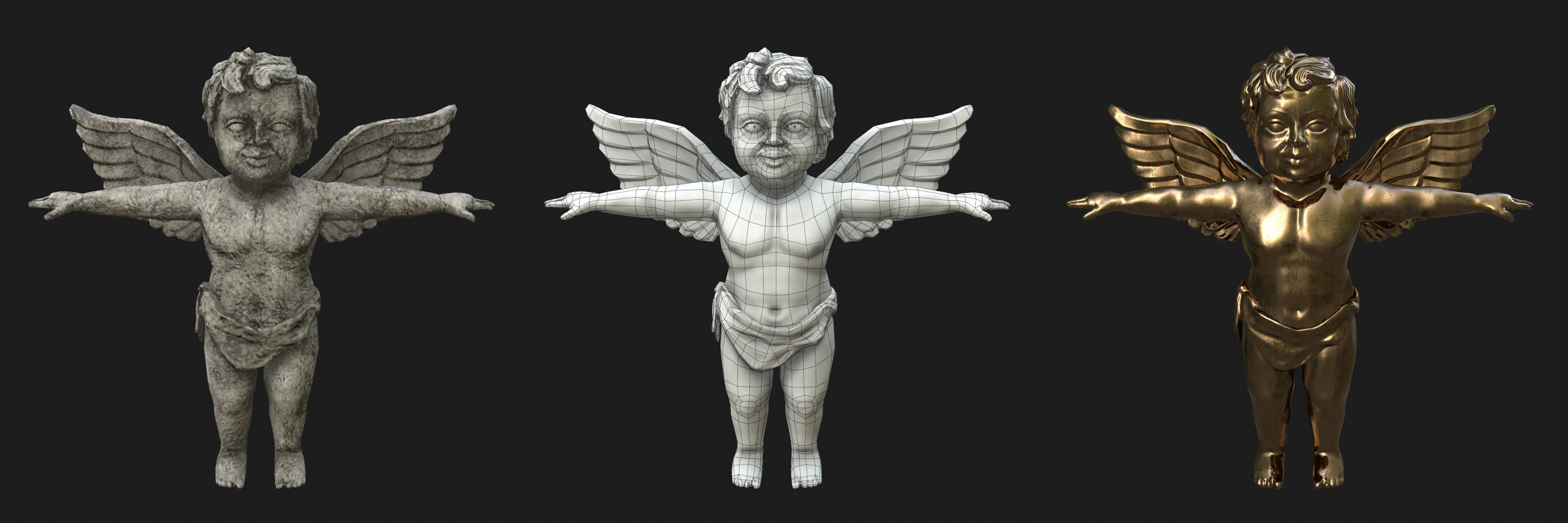 Cherub Angel - Low Poly - Rigged Low-poly 3D model_5