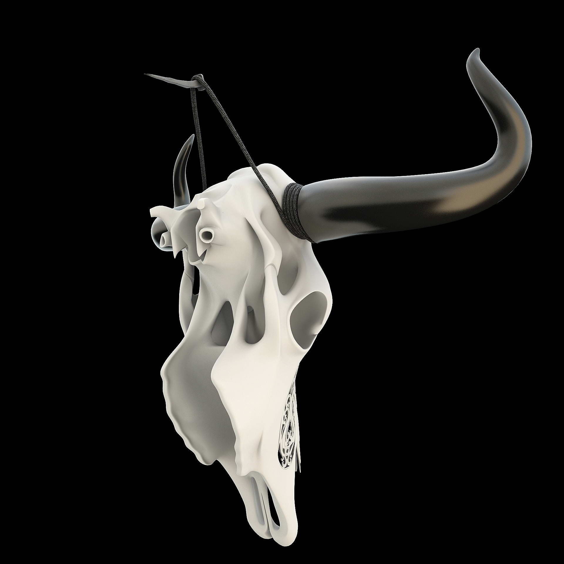 A carved cow skull 3D model_13
