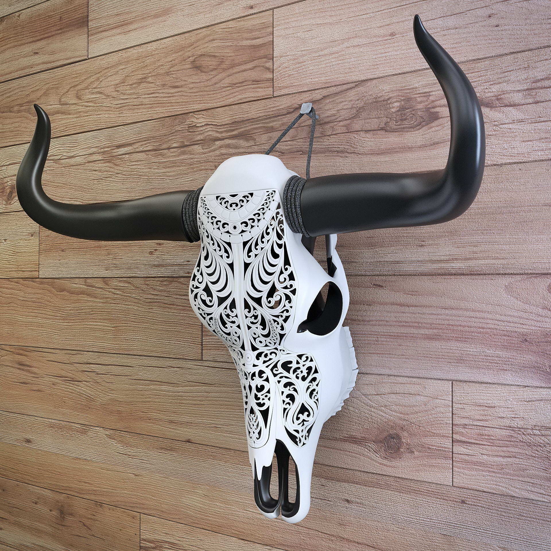 A carved cow skull 3D model_8