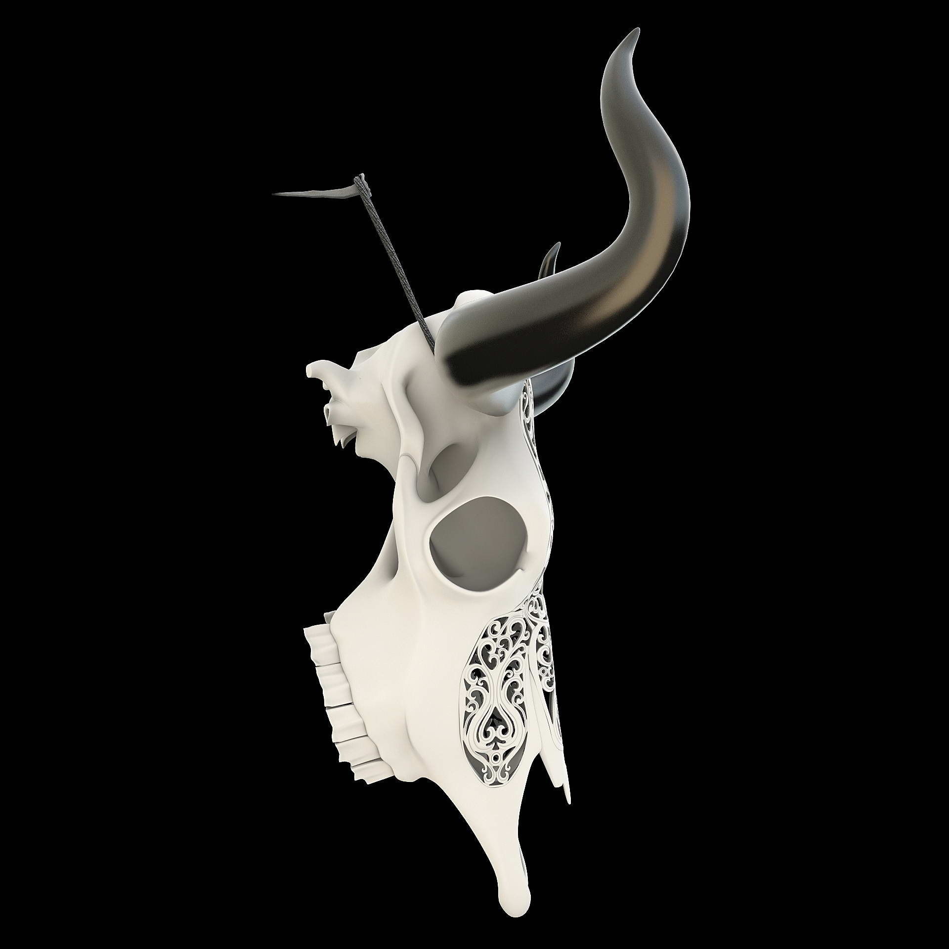 A carved cow skull 3D model_10