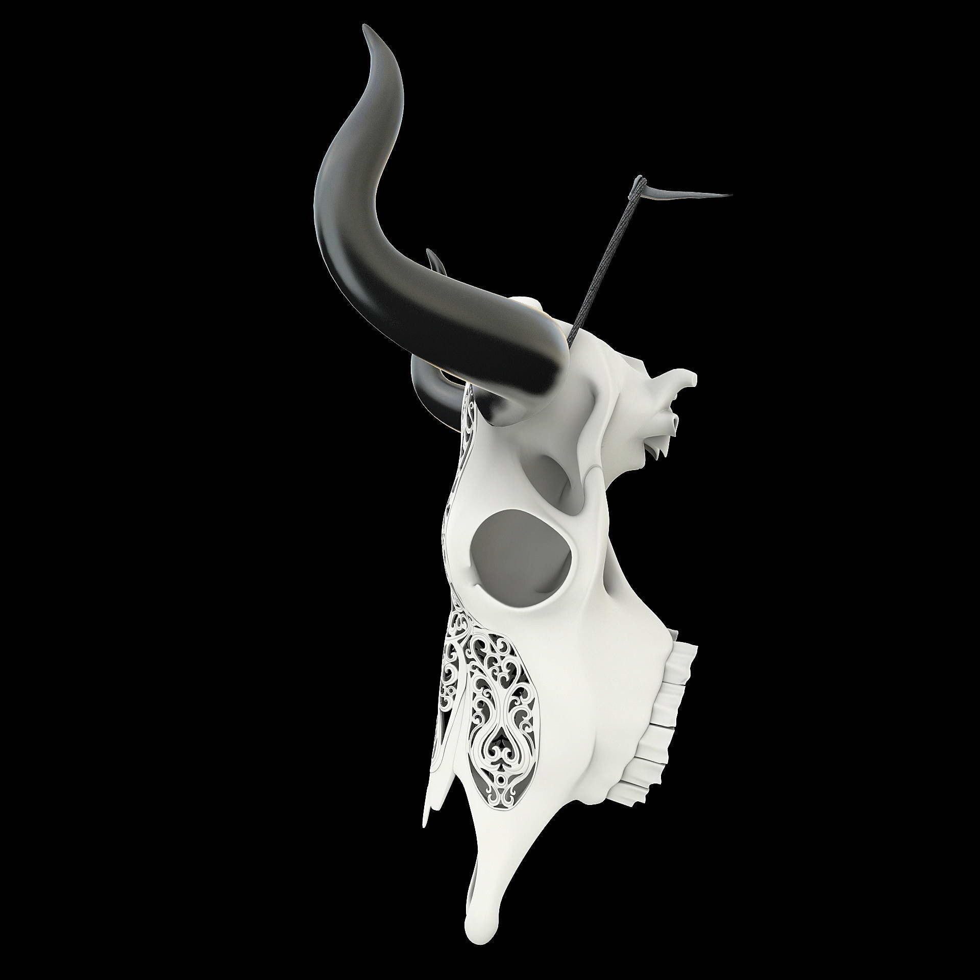 A carved cow skull 3D model_17