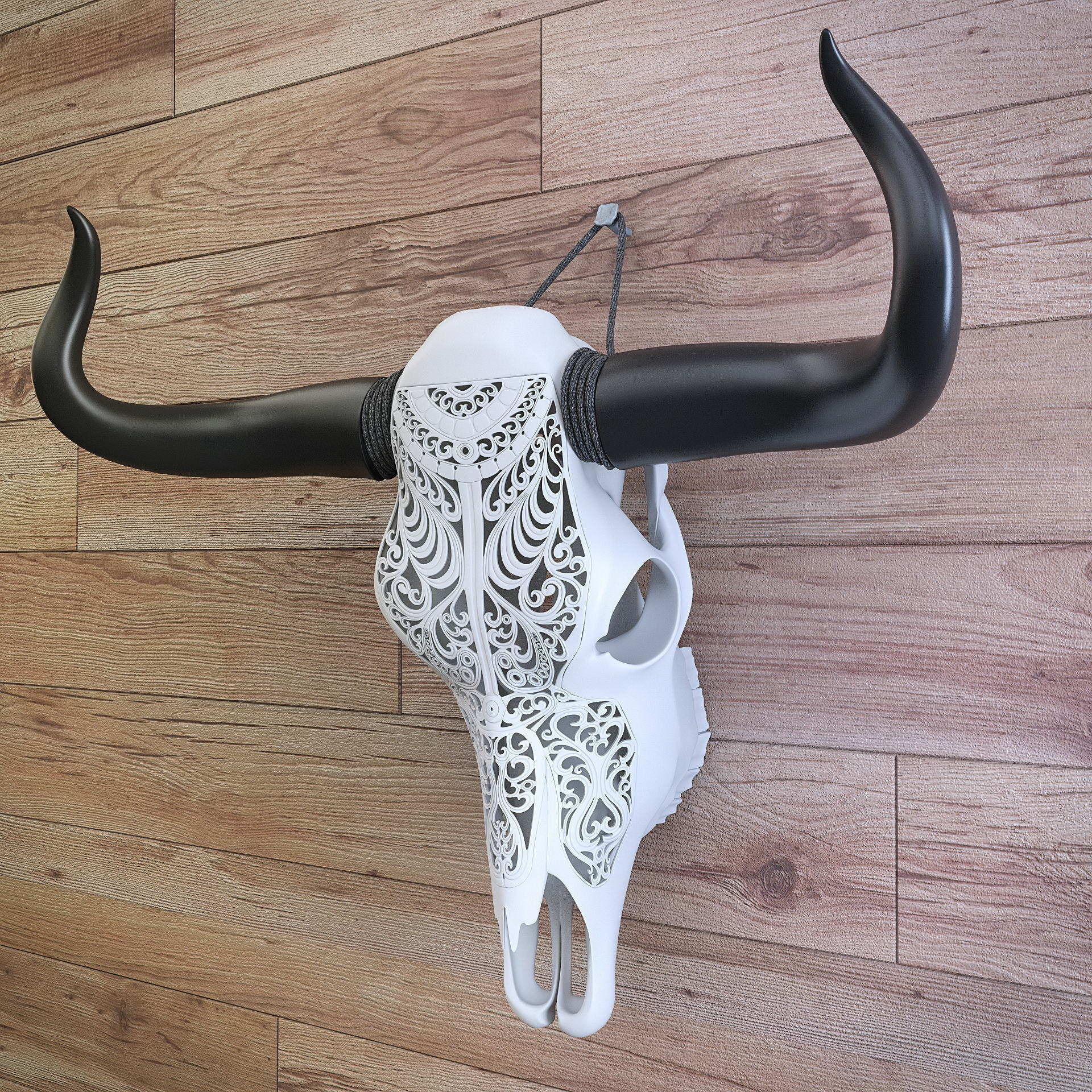 A carved cow skull 3D model_9