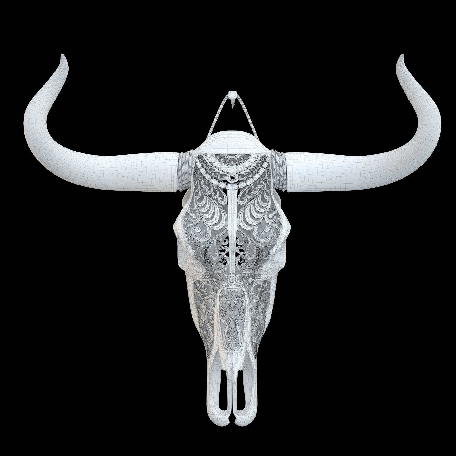 A carved cow skull 3D model_18