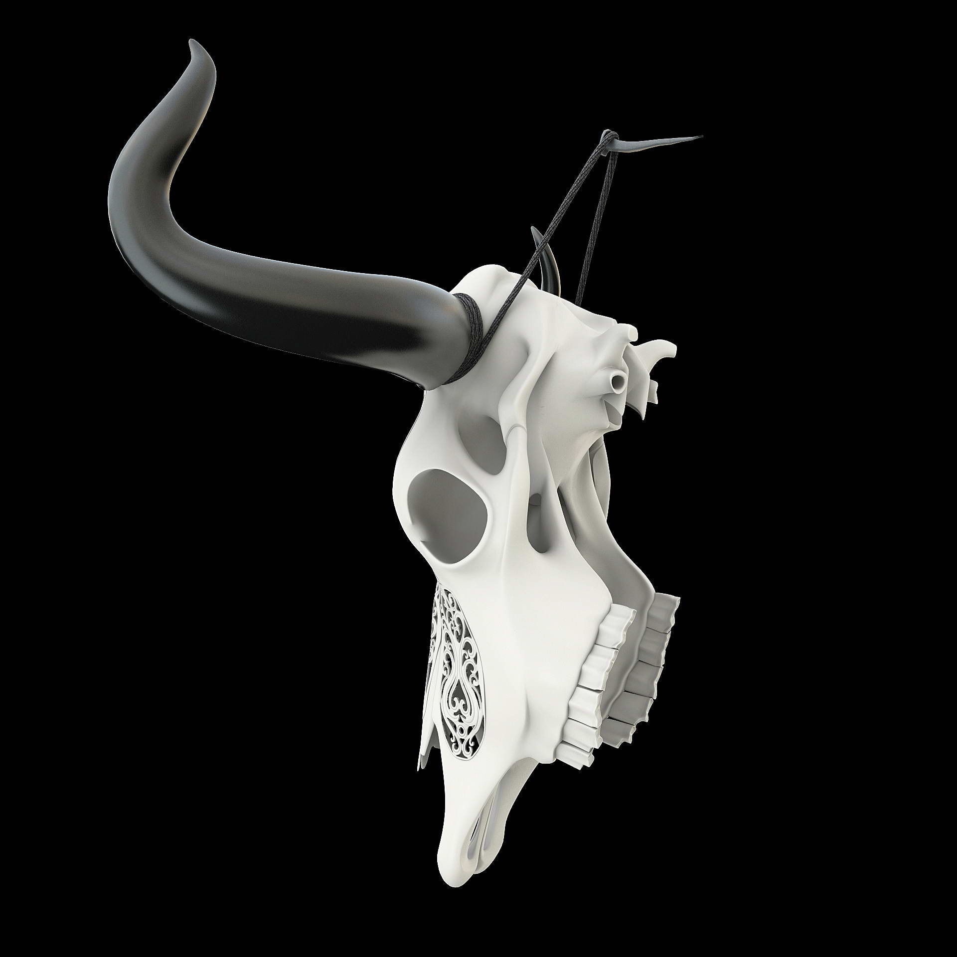 A carved cow skull 3D model_16