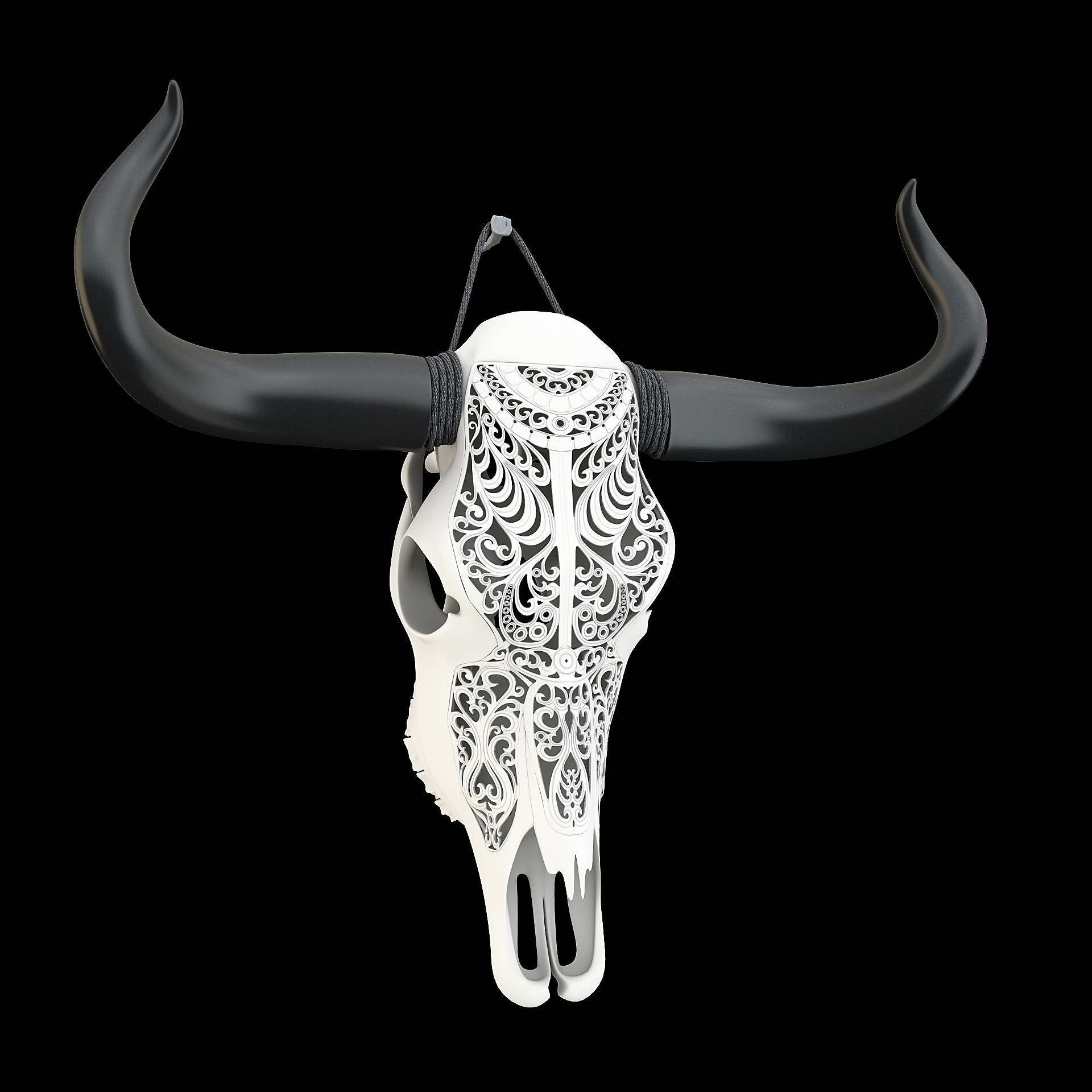 A carved cow skull 3D model_11