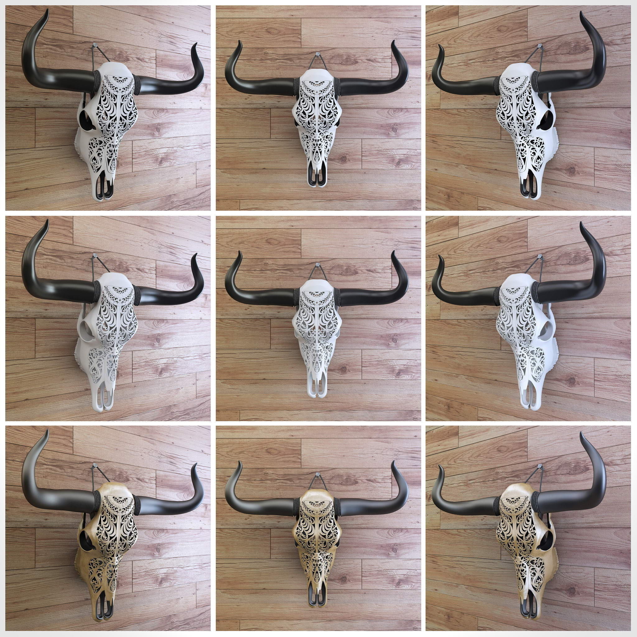 A carved cow skull 3D model_1