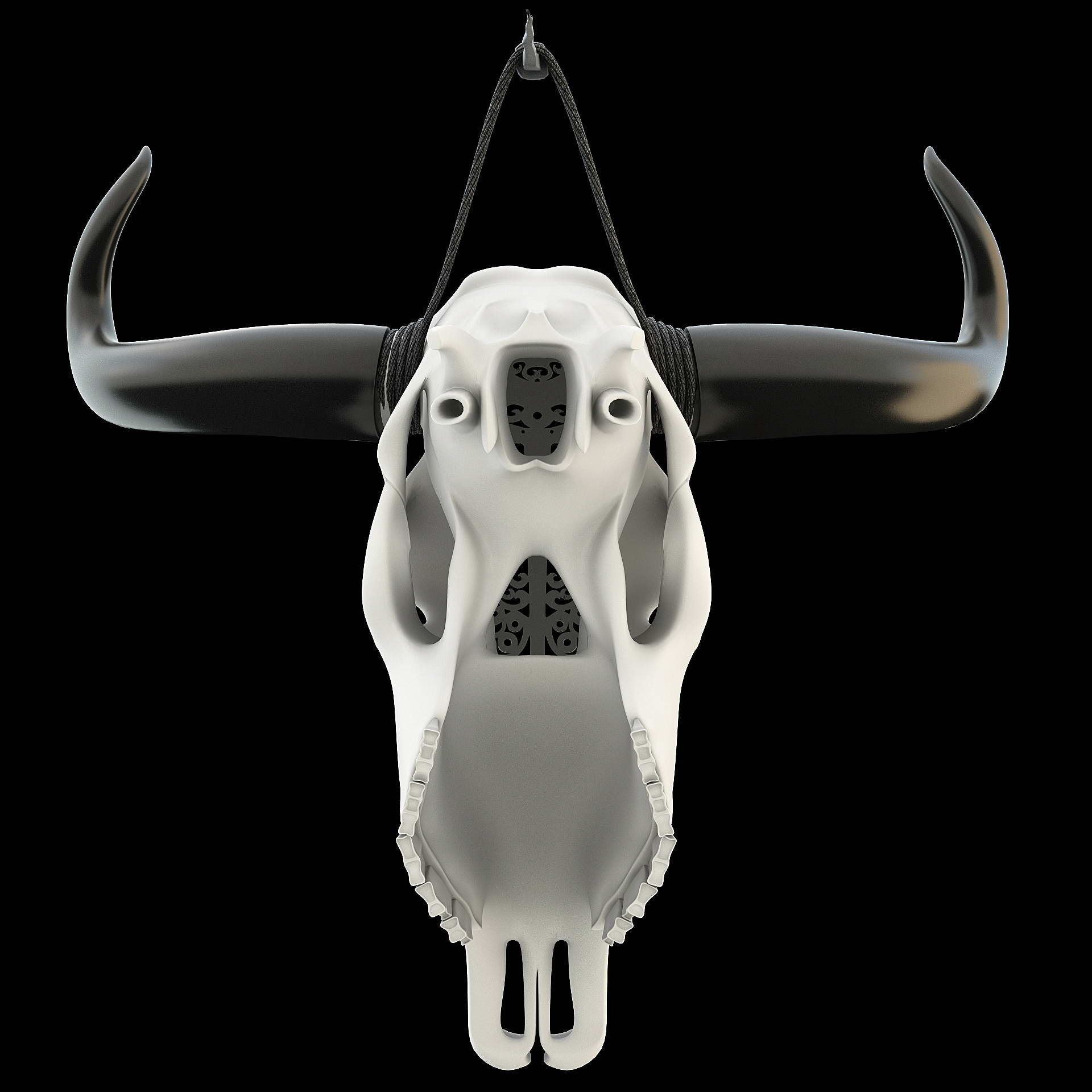 A carved cow skull 3D model_12