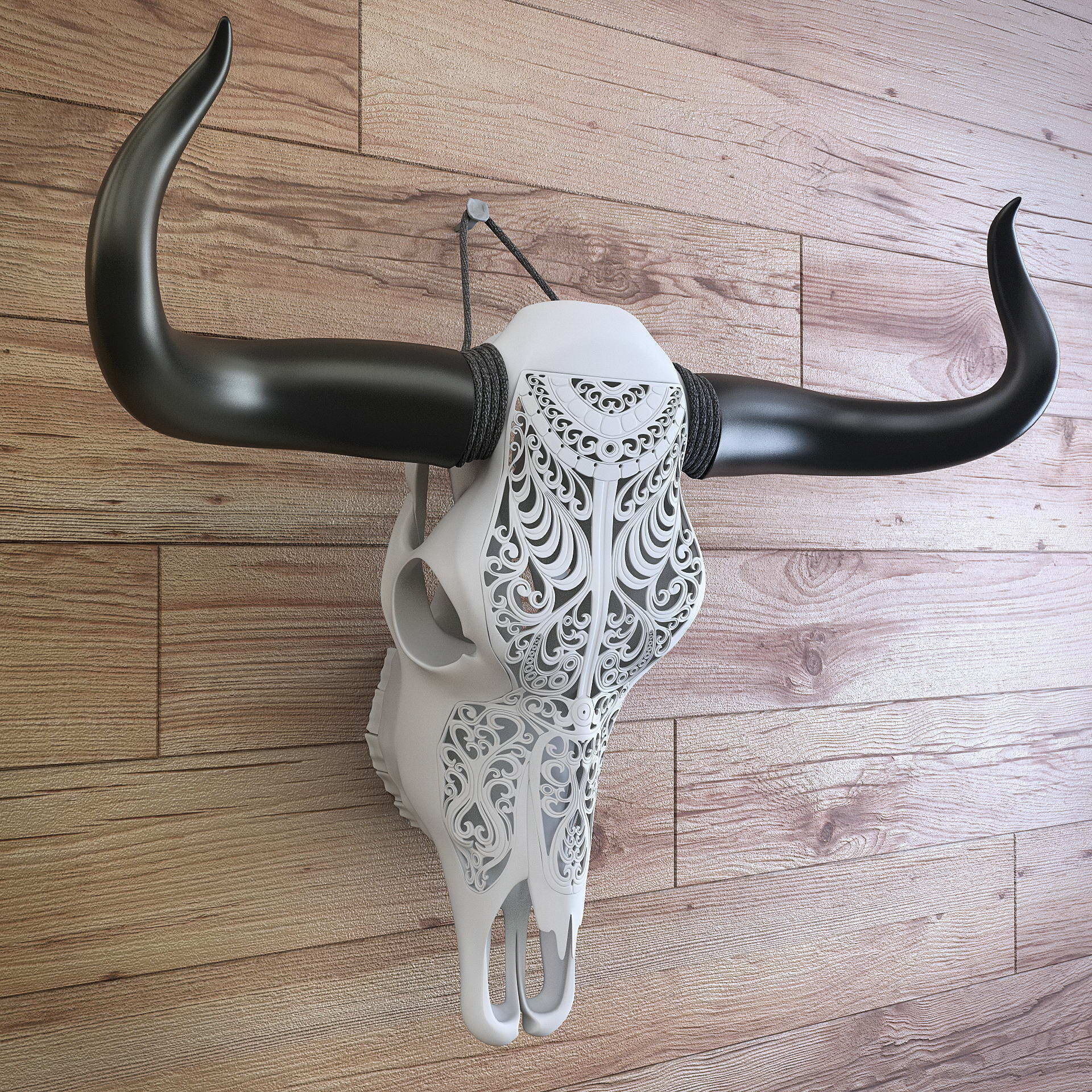 A carved cow skull 3D model_6