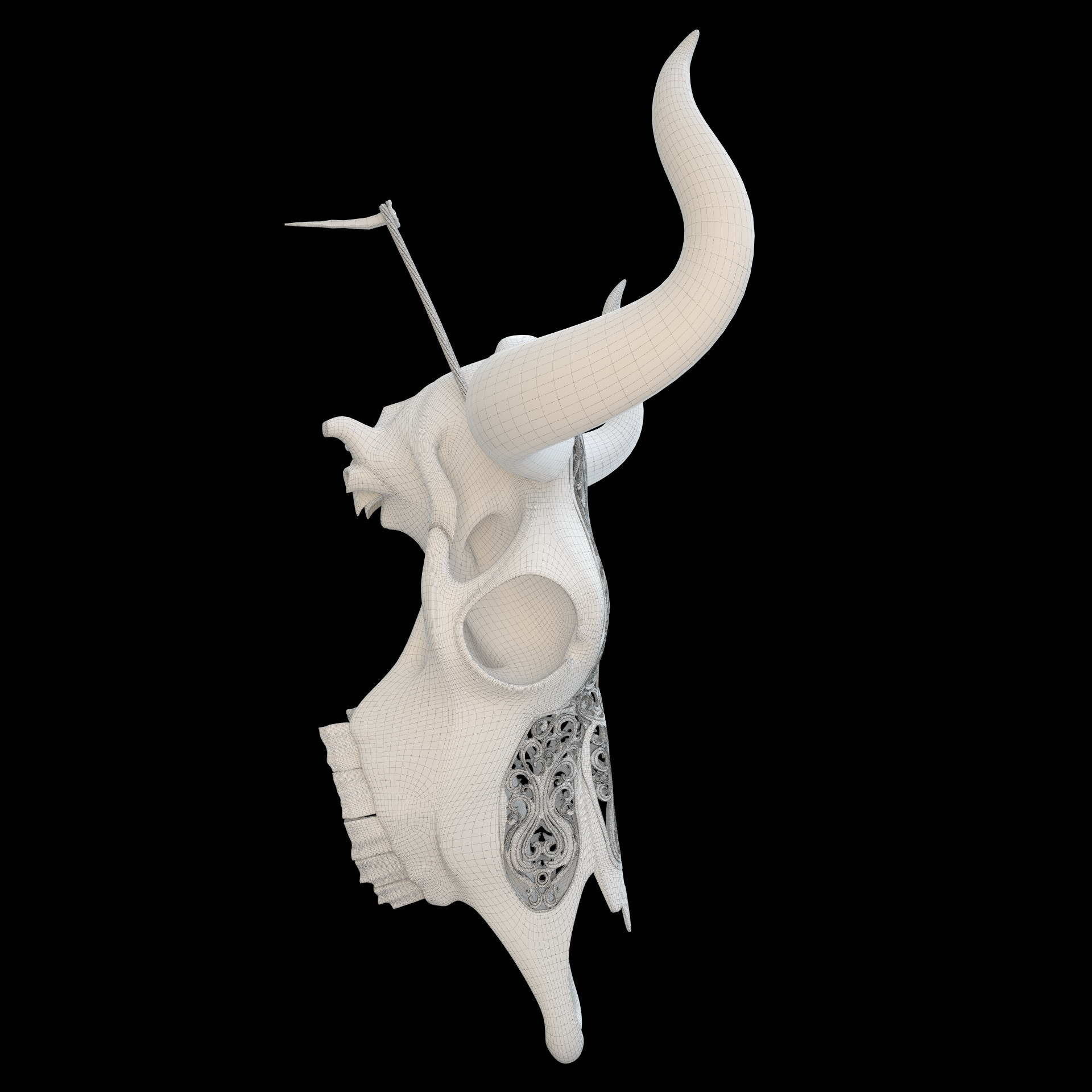 A carved cow skull 3D model_19