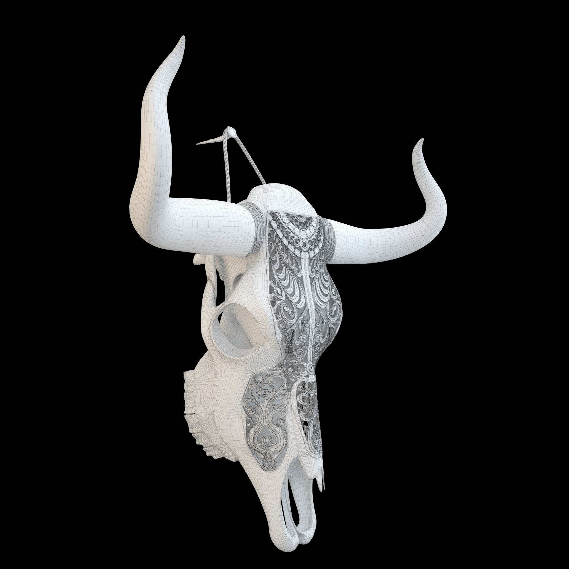 A carved cow skull 3D model_20