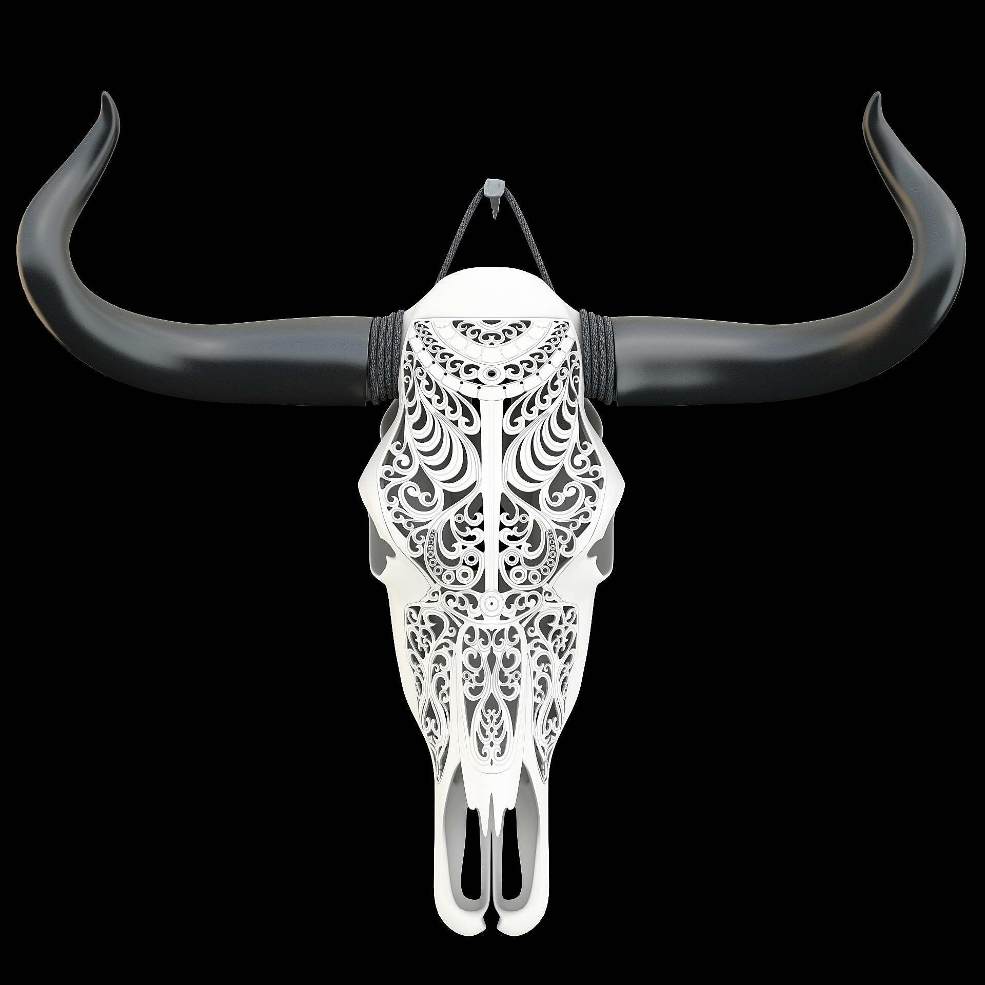 A carved cow skull 3D model_14
