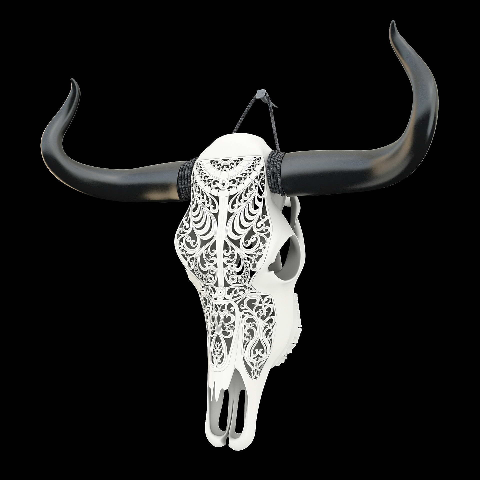 A carved cow skull 3D model_15