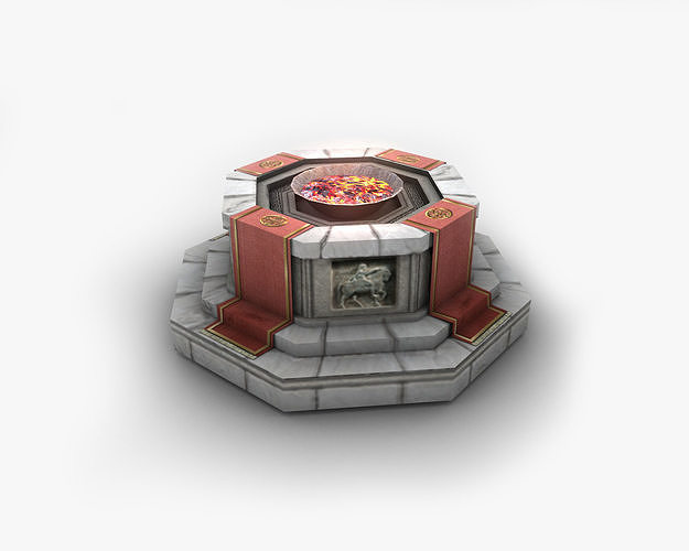 Shrine with fire pit brazier Low-poly 3D model