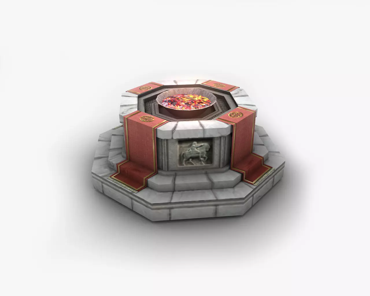Shrine with fire pit brazier Low-poly 3D model_0