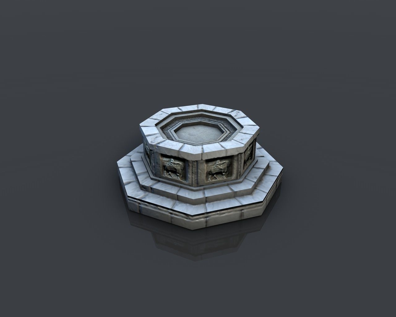 Shrine with fire pit brazier Low-poly 3D model_6