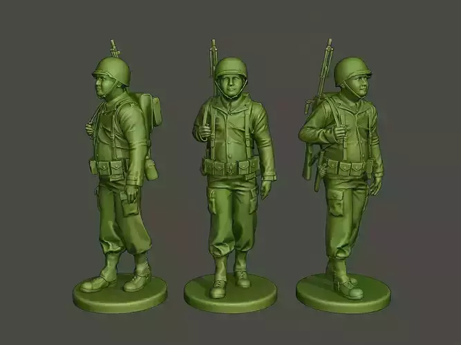 American soldier ww2 walk A3 3D print model