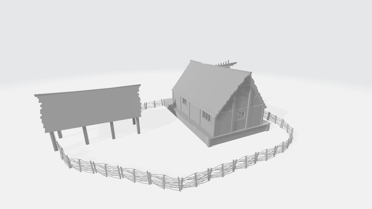 Medieval Farm Workshop House Low-poly 3D model_5