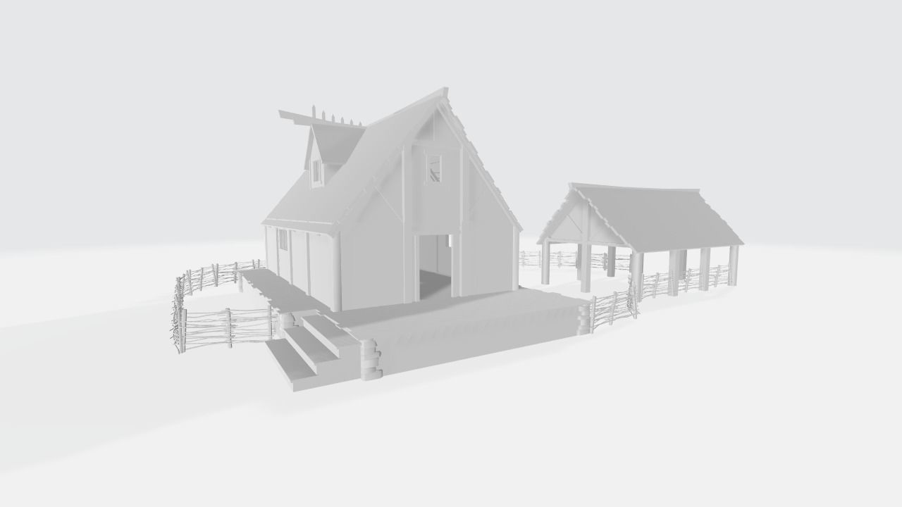 Medieval Farm Workshop House Low-poly 3D model_4