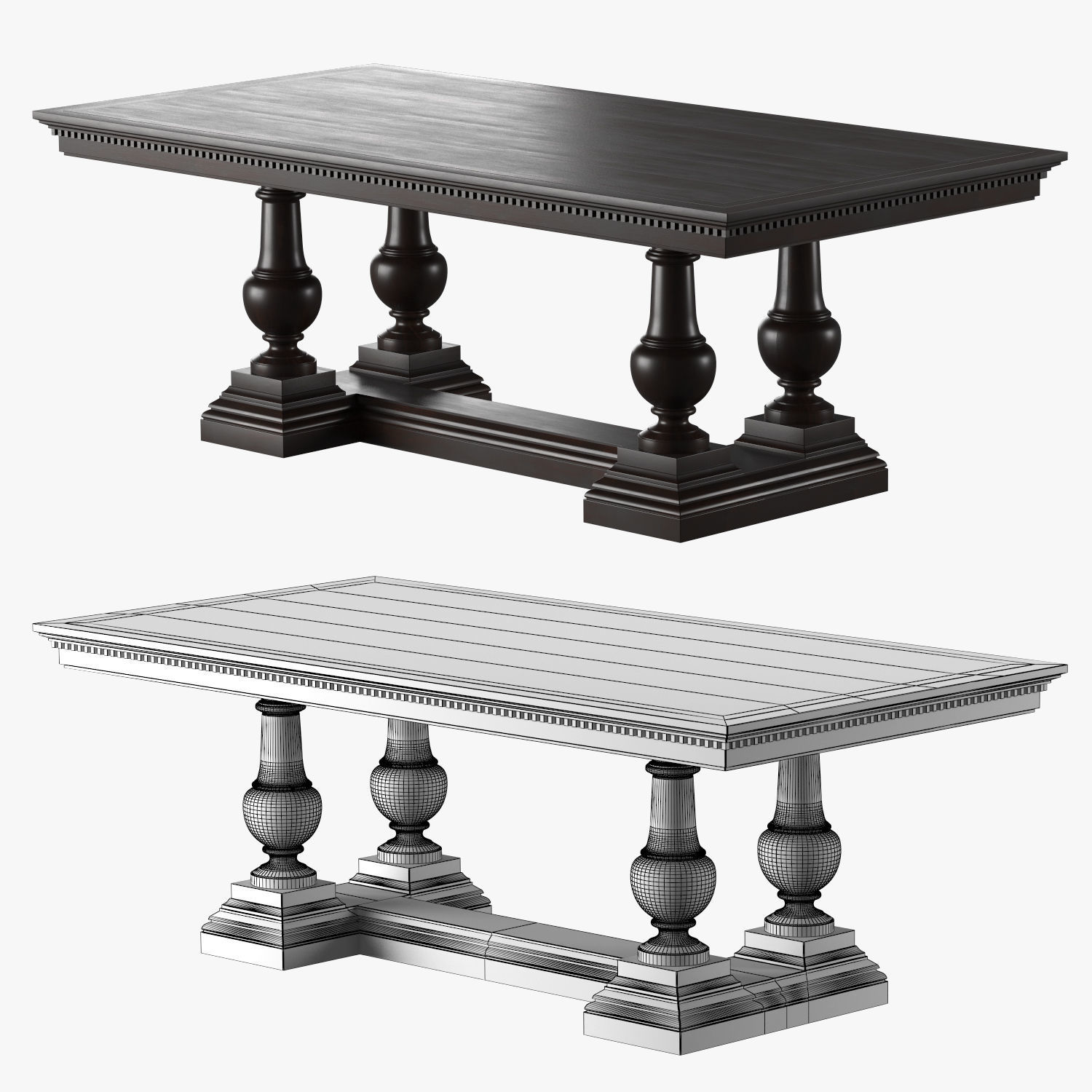 ST JAMES RECTANGULAR EXTENSION DINING TABLE 3D model_3