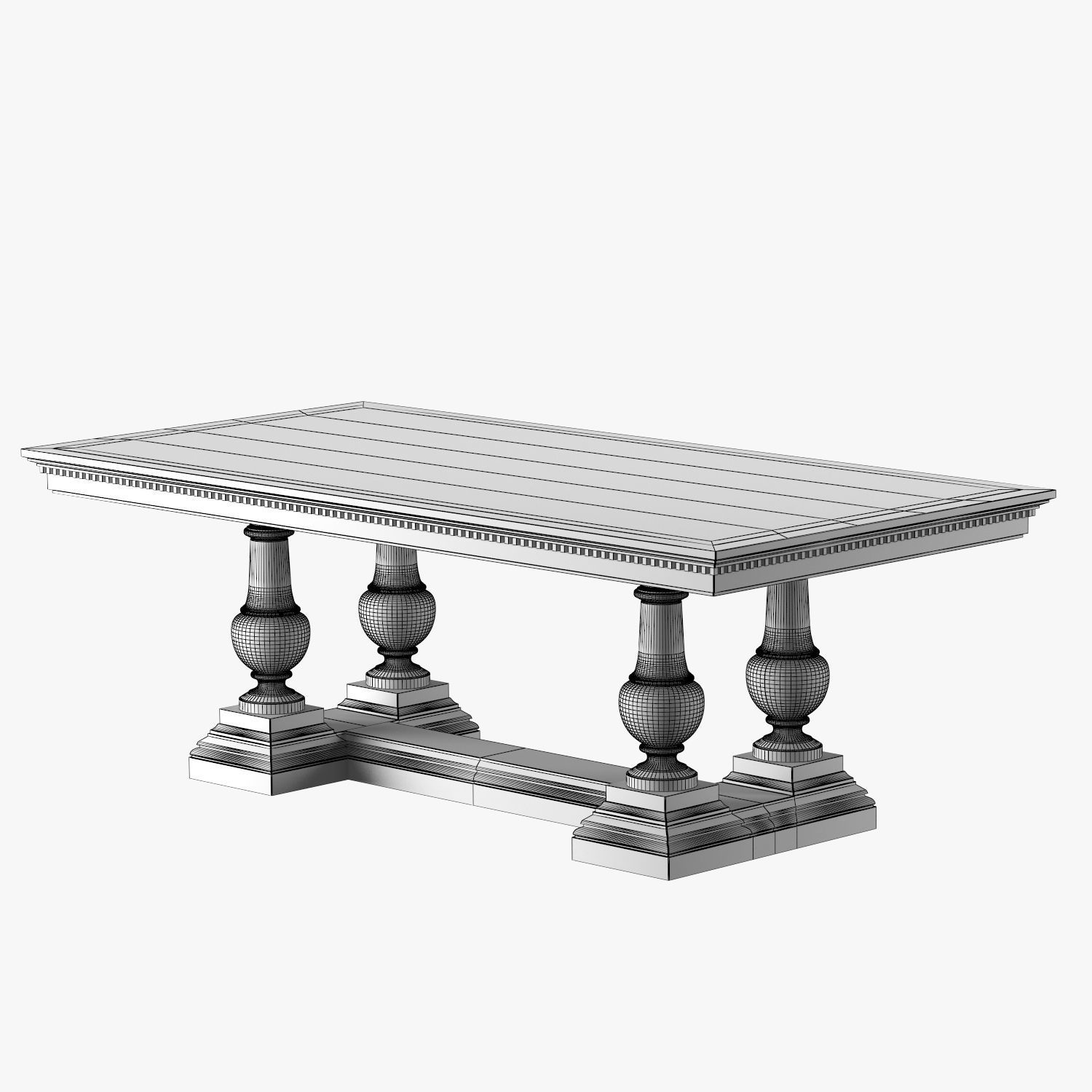 ST JAMES RECTANGULAR EXTENSION DINING TABLE 3D model_8