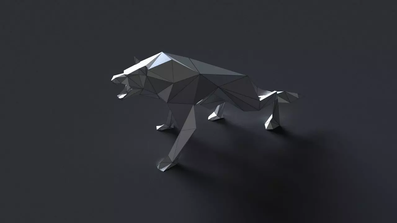 low-poly 3D printer model wolf Low-poly 3D model_0