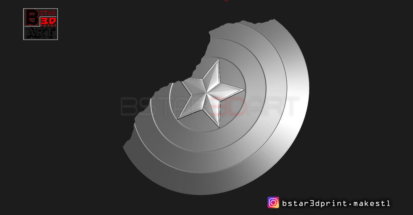 Captain America Shield Damaged - Infinity War - Endgame-Marvel  3D print model_9