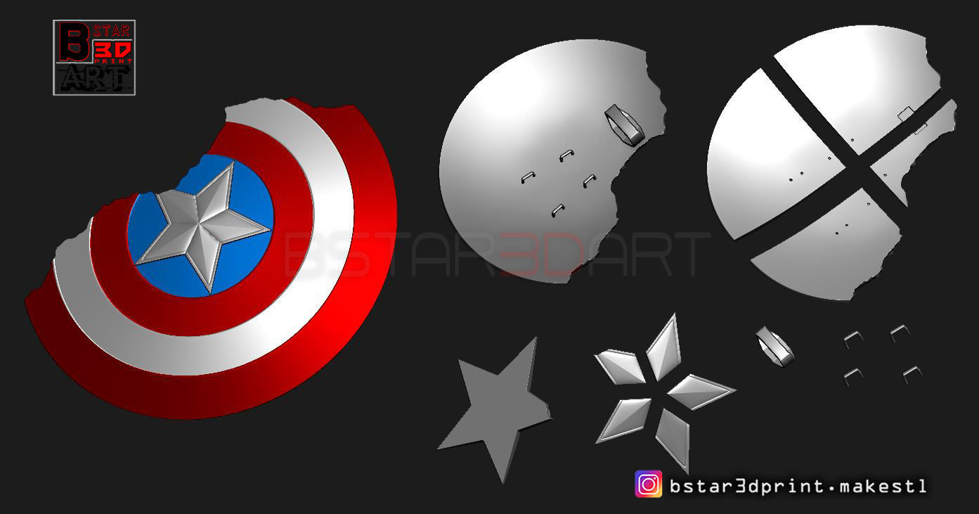 Captain America Shield Damaged - Infinity War - Endgame-Marvel  3D print model_12