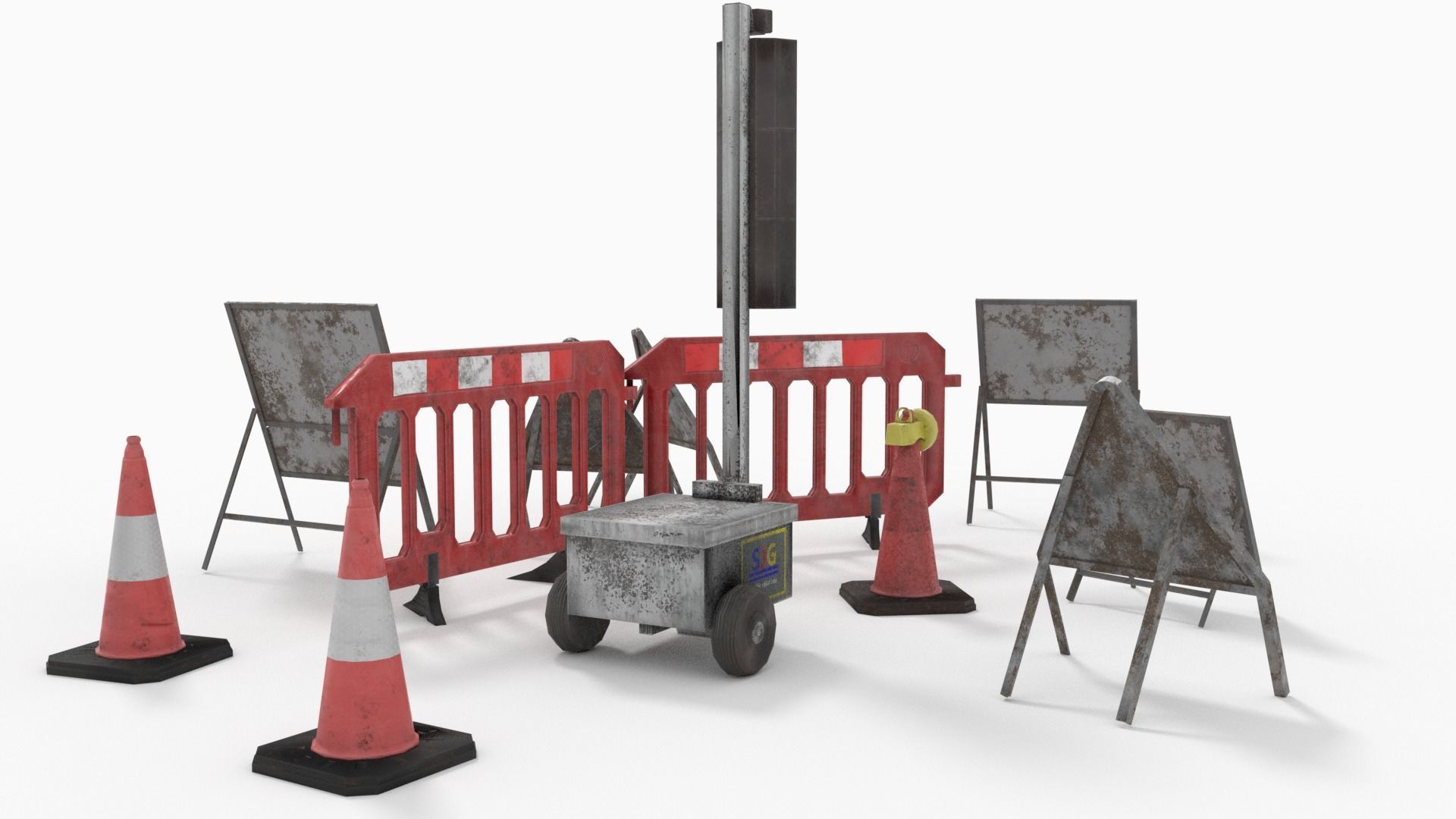 Road traffic signs set Low poly Low-poly 3D model_2