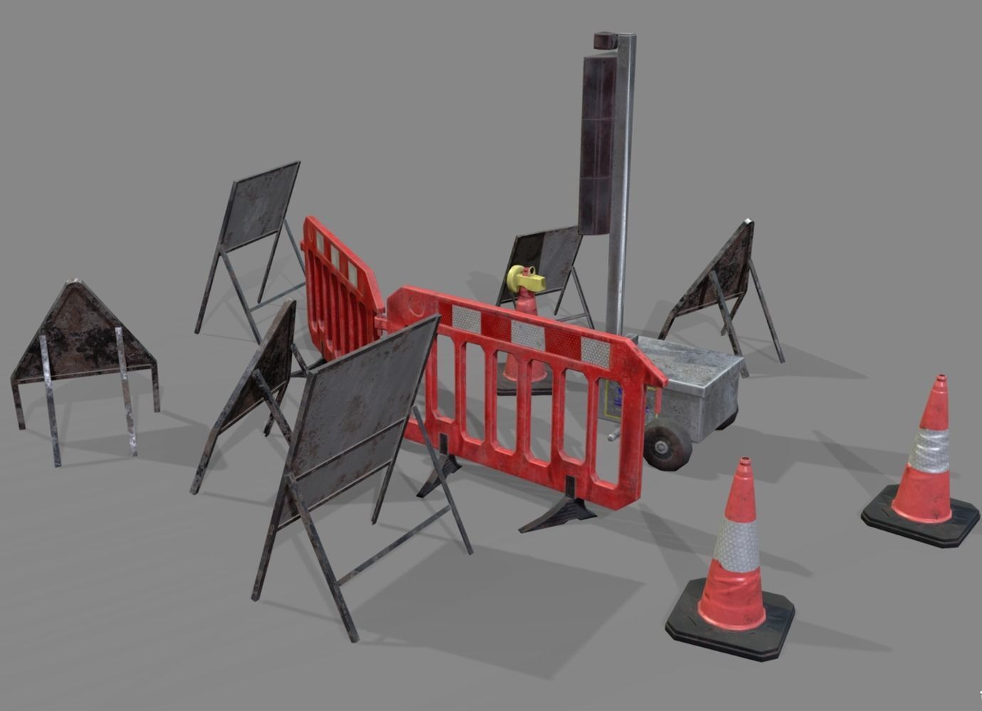 Road traffic signs set Low poly Low-poly 3D model_10