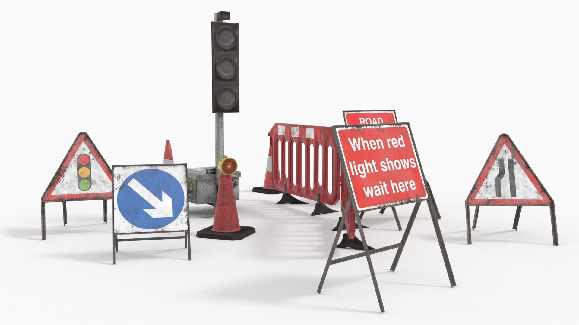 Road traffic signs set Low poly Low-poly 3D model_1