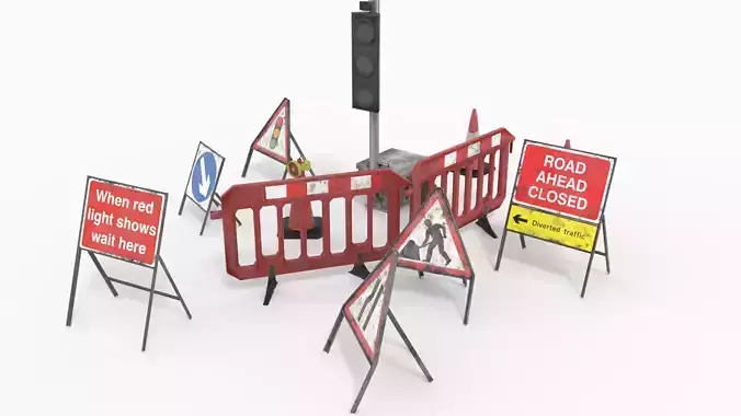 Road traffic signs set Low poly Low-poly 3D model