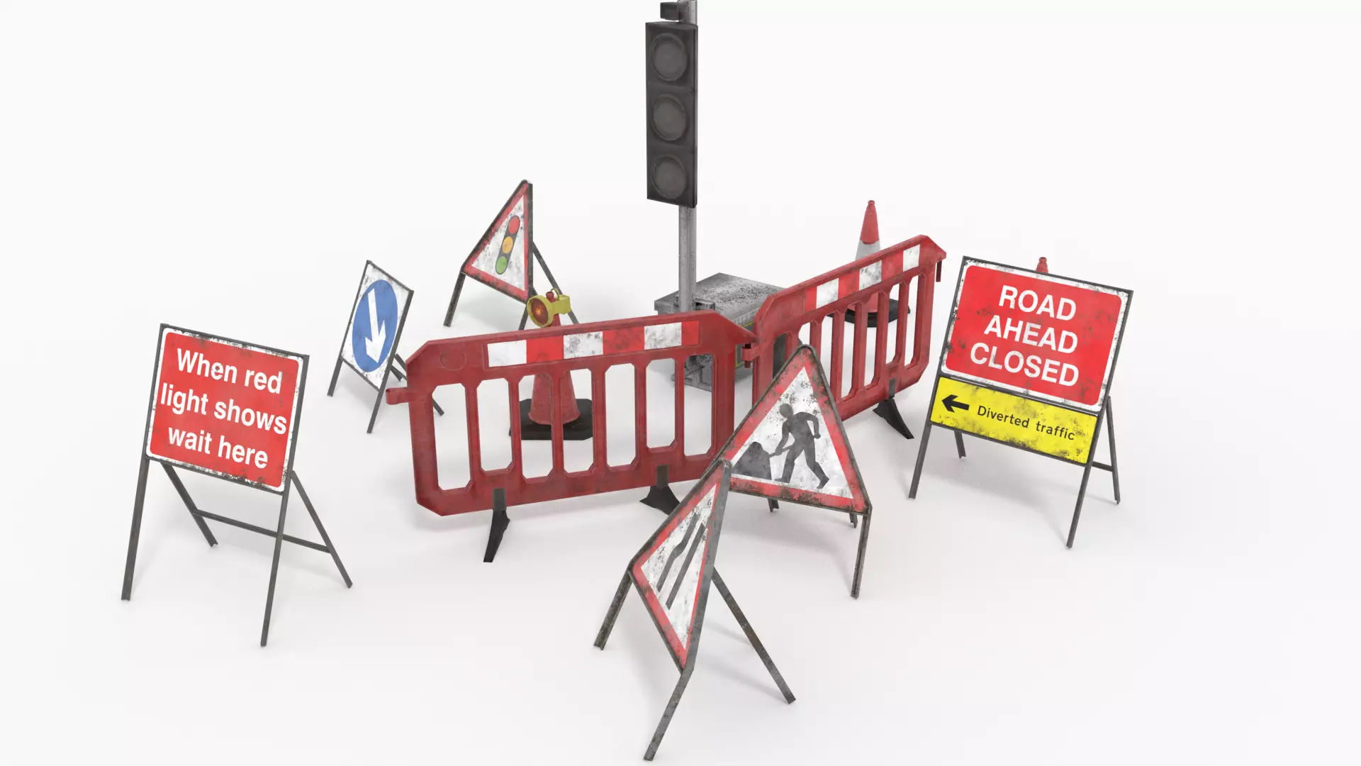 Road traffic signs set Low poly Low-poly 3D model_0